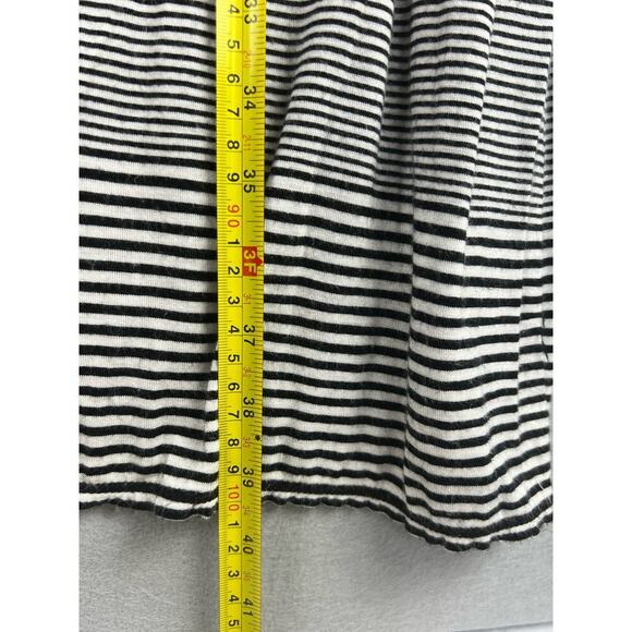 MAX STUDIO Black/White Striped Stretchy Fold Over Waist Blend Maxi Skirt L - Picture 6 of 6